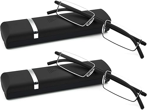 Miniatura 1 de Lentes de lectura de medio marco, lectores de computadora de medio borde con estuche para gafas para hombres (2 piezas en bolsa) 1.75