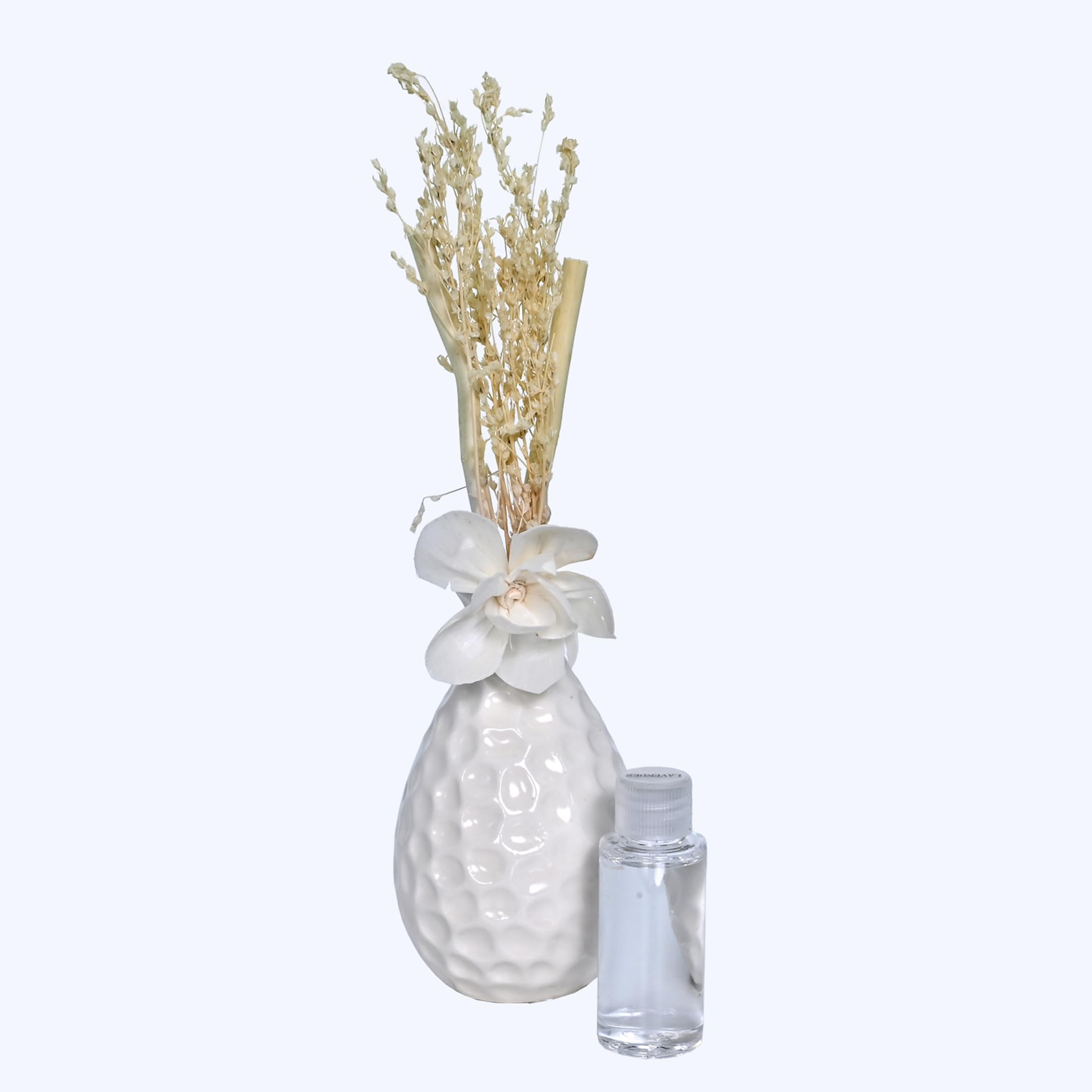Cortina Ceremic Potted Plant | Home Fragrance Lavender Reed Diffuser | Home Décor Items for Living Room Balcony Kitchen Bedroom Office Table Top Decoration - White,22X7 CM-image-39