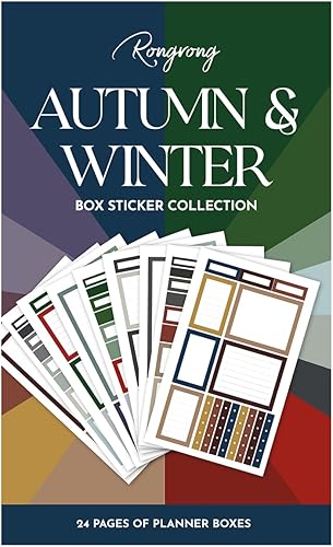 Rongrong Calcomanías para planificador, libro de otoño e invierno, caja funcional para calendarios, diarios que elevan la funcionalidad de tu