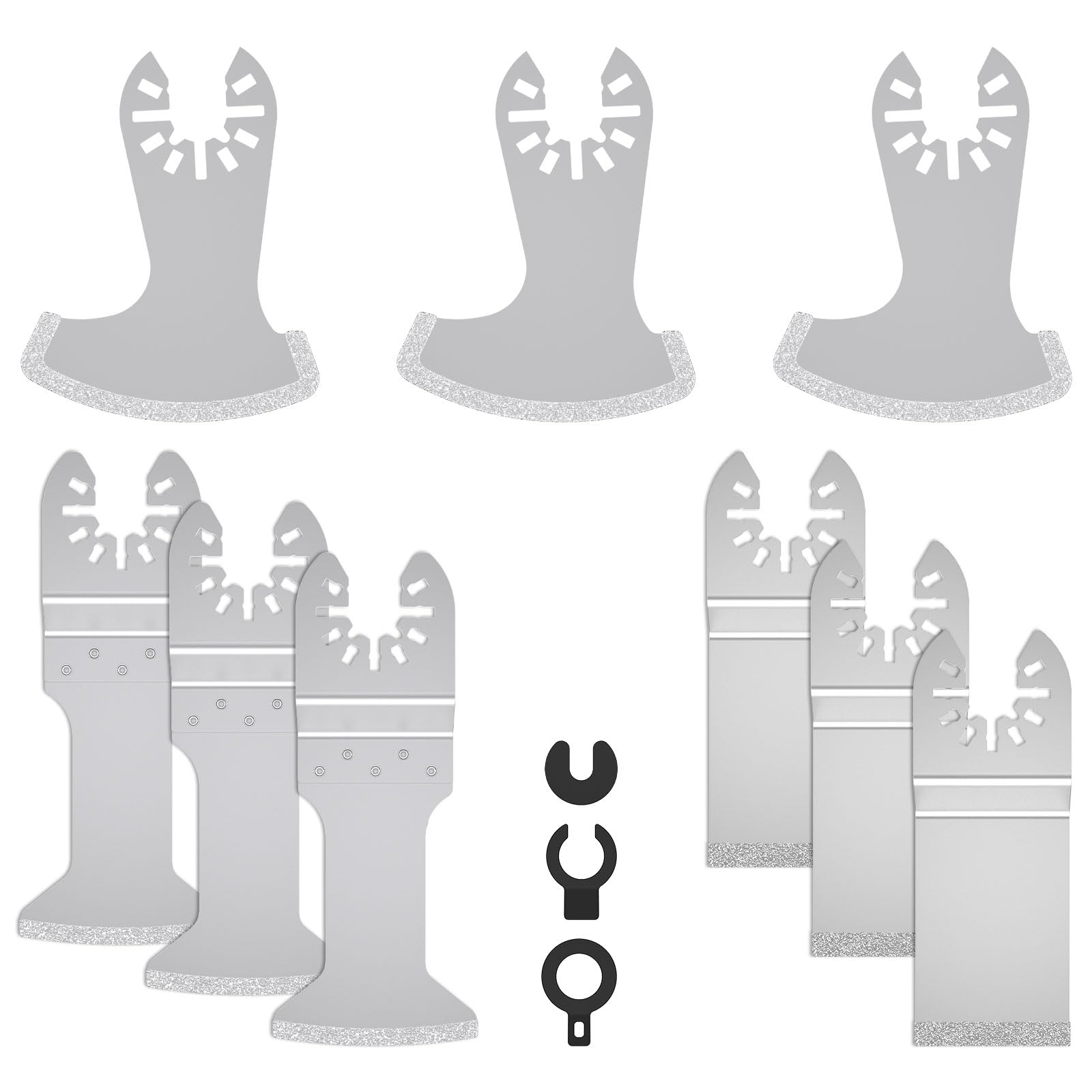 Lulobtg Silver 9 Pcs Oscillating Multi Tool Diamond Blades Multitool Grout Removal Blades For Precise Clean Cutting For Grout Removal Cleaning Mortar