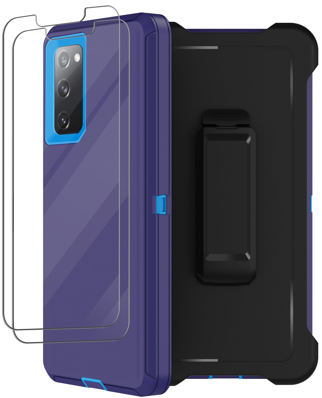 for Samsung Galaxy S20 FE 5G Case with Belt Clip Holster, 2X Screen Protector, Heavy Duty Military Grade Full Body Shockproof Rugged Protective Cover