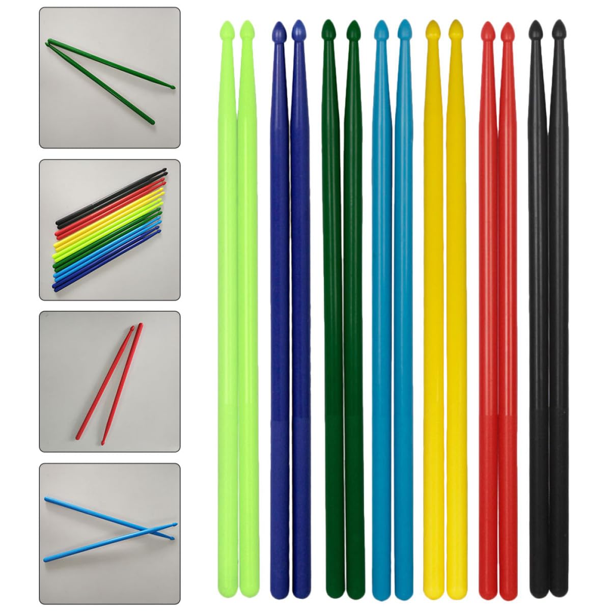 Vaguelly 7 Paar Bunte Nylon Drumsticks 5a für Anfänger und Schüler Leichte Schlagzeugsticks mit Bequemen Griff und Perfektem Gewicht für Schule und Zuhause