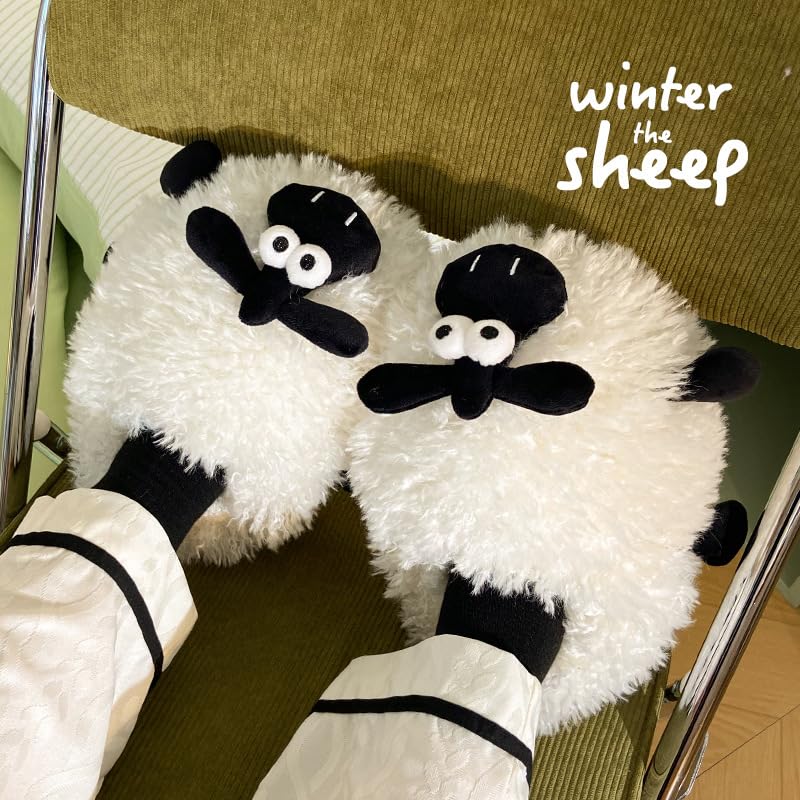 Fuzzy Sheep Slippers House Slippers for Women Fluffy Furry Cute Animal Women's Warm Winter Slipper Indoor 20254