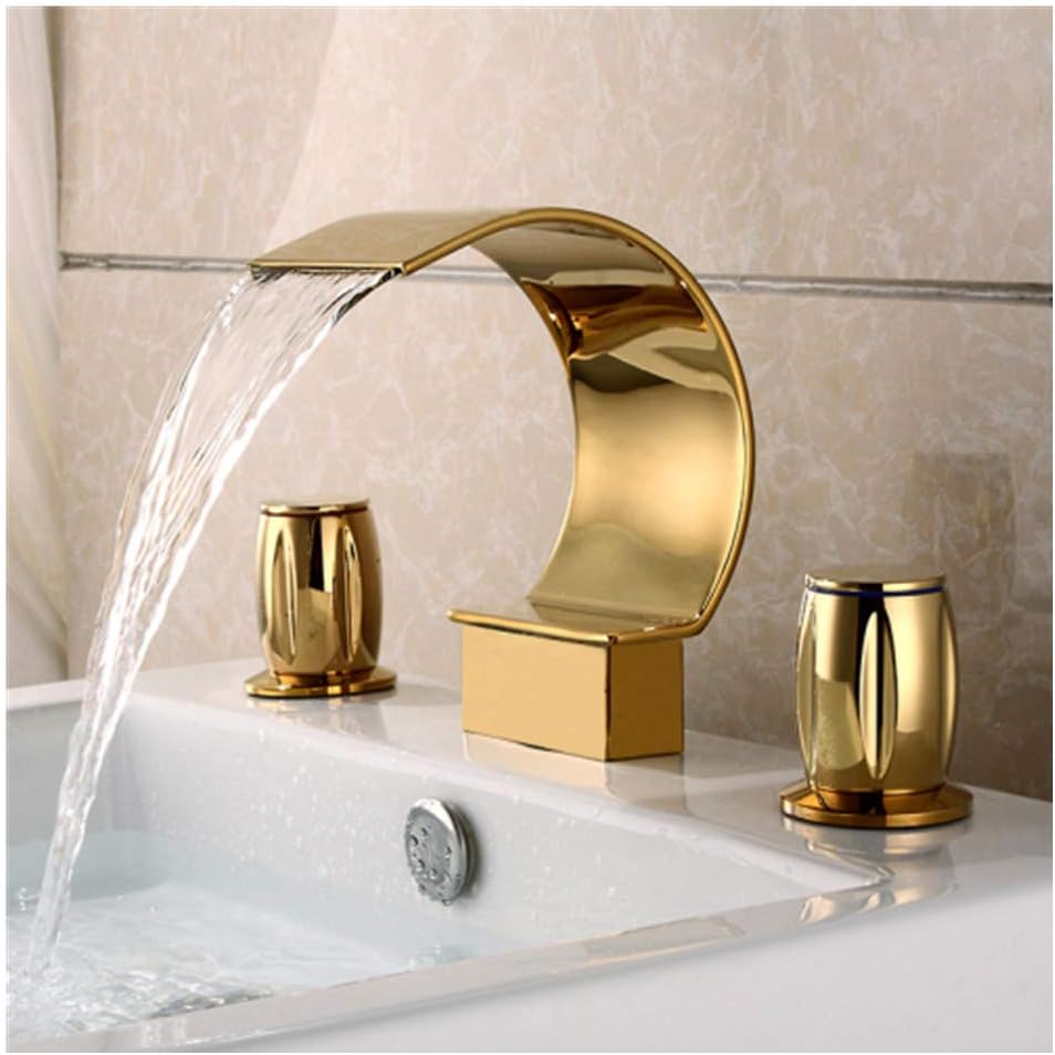 Sprinkle Elegant Waterfall Double Handle Bathroom Sink Faucet Arc ...