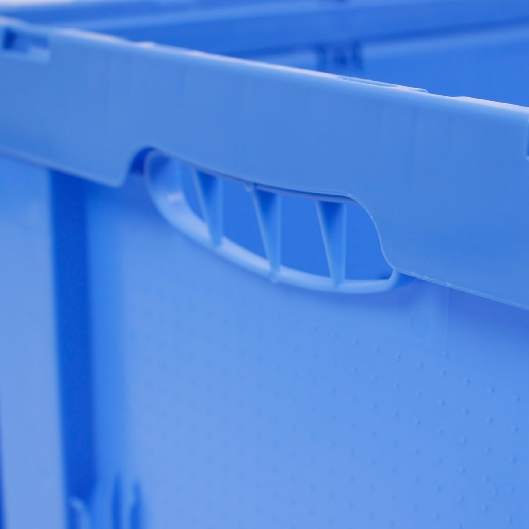 Caja plegable con tapa, resistente y grande 60L, contenedor de transporte, caja de almacenamiento para compras, Fabricada en Alemania, Etiqueta Ecológica, 60x40x33 cm, azul | Estabilidad probada por TÜV. Fabricado en Alemania