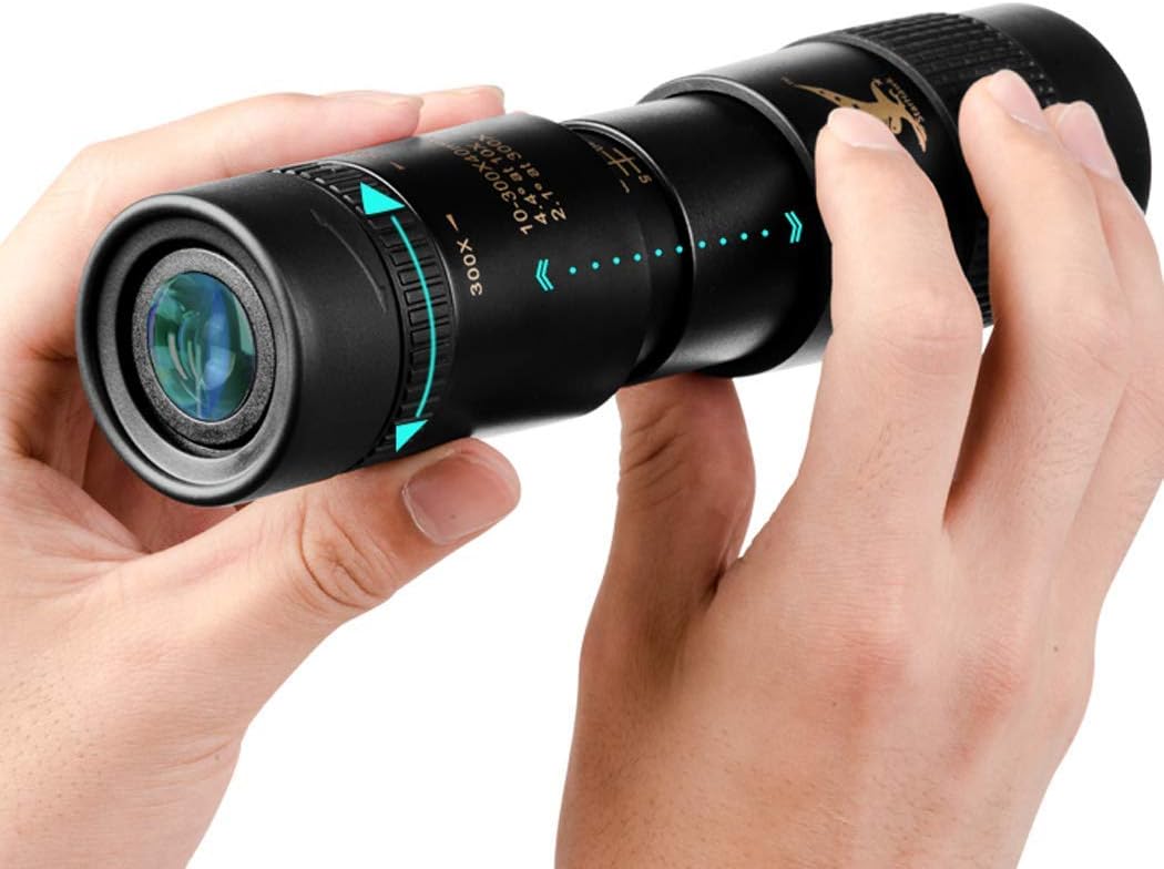 Monocular Telescope,All Metal Monocular, 10-300X Zoom HD External Universal Telephoto Lens, Outdoor Mobile Phone Dual-Adjustment Zoom Telescope with Tripod Monocular Telescope