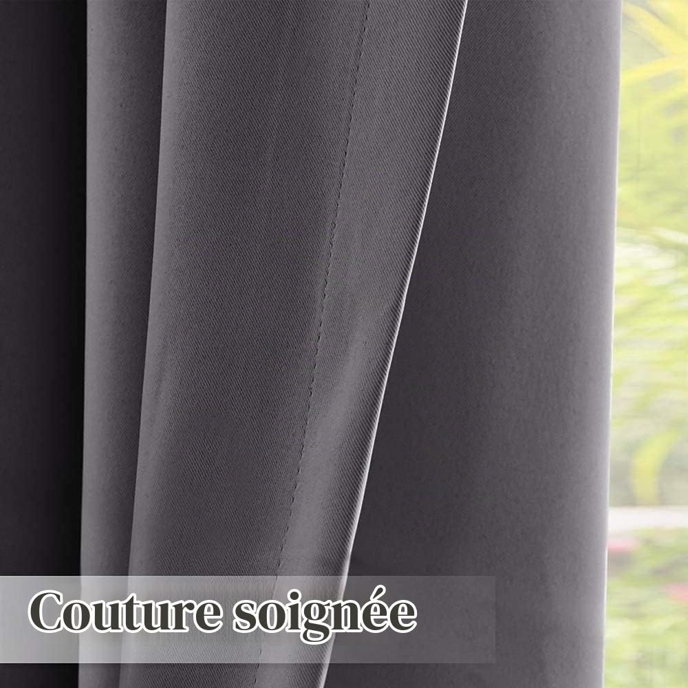 StangH Rideaux d'extérieur Extra Larges – Rideaux de terrasse imperméables occultants Thermiques à œillets pour Porte coulissante Avant, 1 Panneau, Gris, Largeur 100 cm x Longueur 213,4 cm