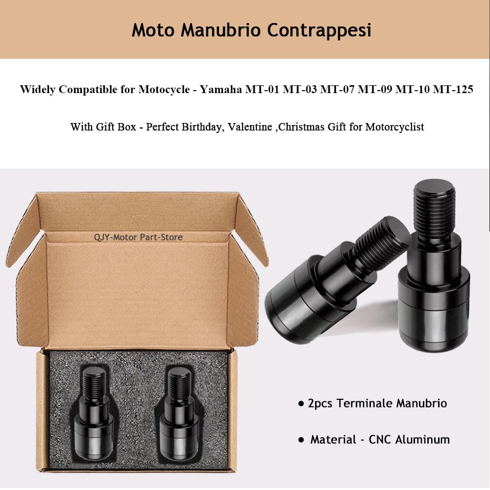2pcs Moto Embout De Guidon Pour MT-01 MT01 MT03 MT-03 MT07 MT-07 MT09 MT-09 MT10 MT-10 SP MT125 MT-125-Noir