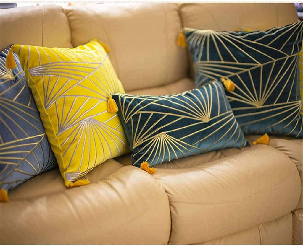 HBJWOV Sofa Throw Pillow Cushion Living Room Nordic Lumbar Velvet Embroidered Square Cover Seat(D,65cm*65cm)