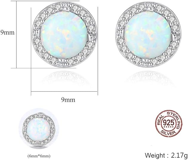 Orecchino A Perno In Opale Massiccio D'argento Da 4 Mm - Foto 5