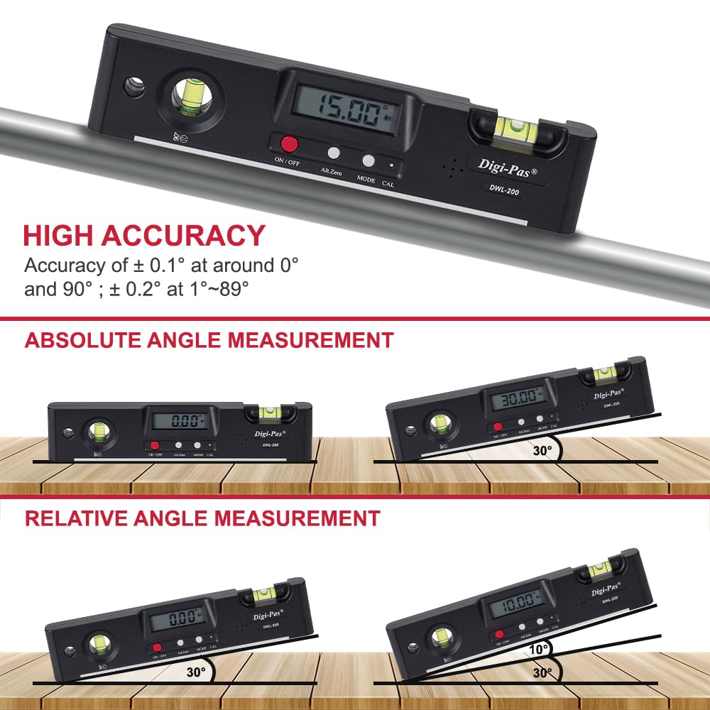 Digi-Pas DWL200 Torpedo Level - Angle Finder -3 Digi-Pas DWL200 Torpedo Level - Angle Finder -3