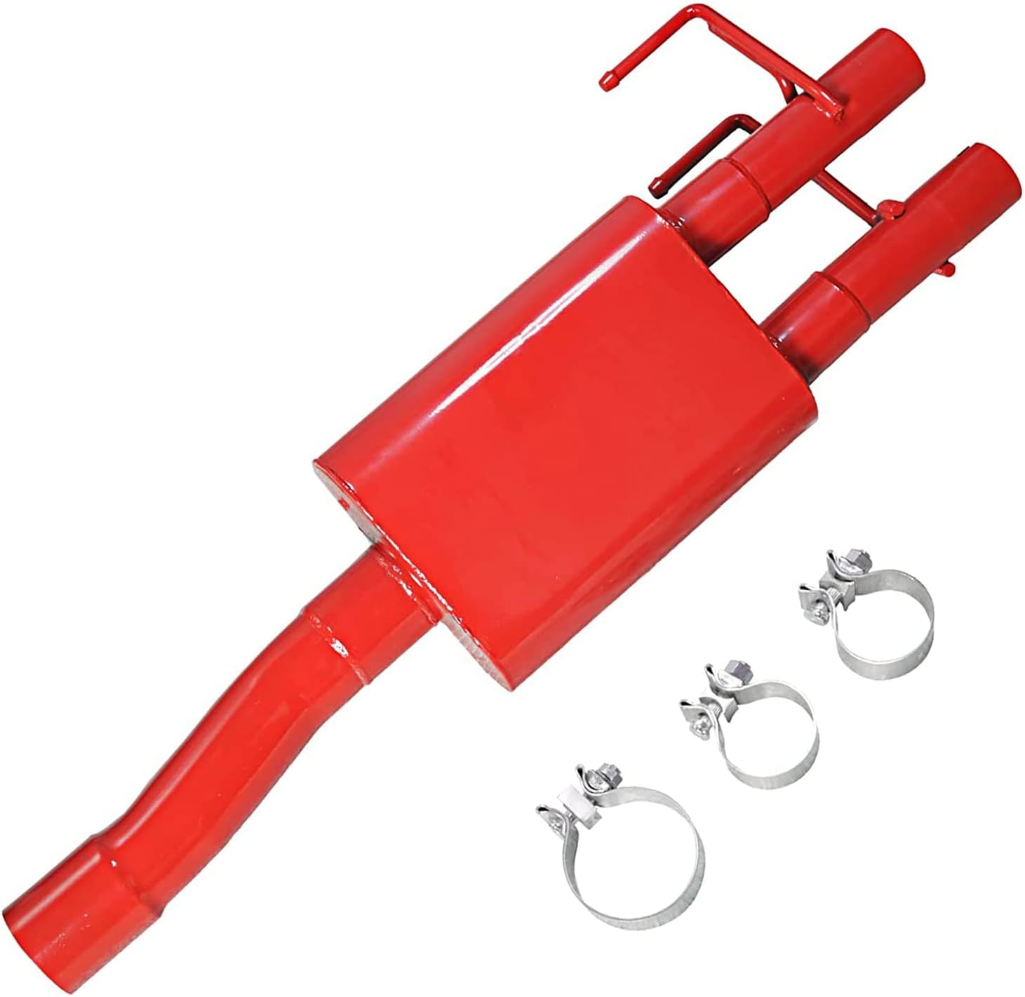 Direct-Fit Muffler 409S,2-Chamber Exhaust Muffler Kit Fits Exhaust 2009-2018 Dodge Ram 1500 Aggressive Series,Aluminized Performance 3''Inlet/2.25'' Dual Outlet,Red