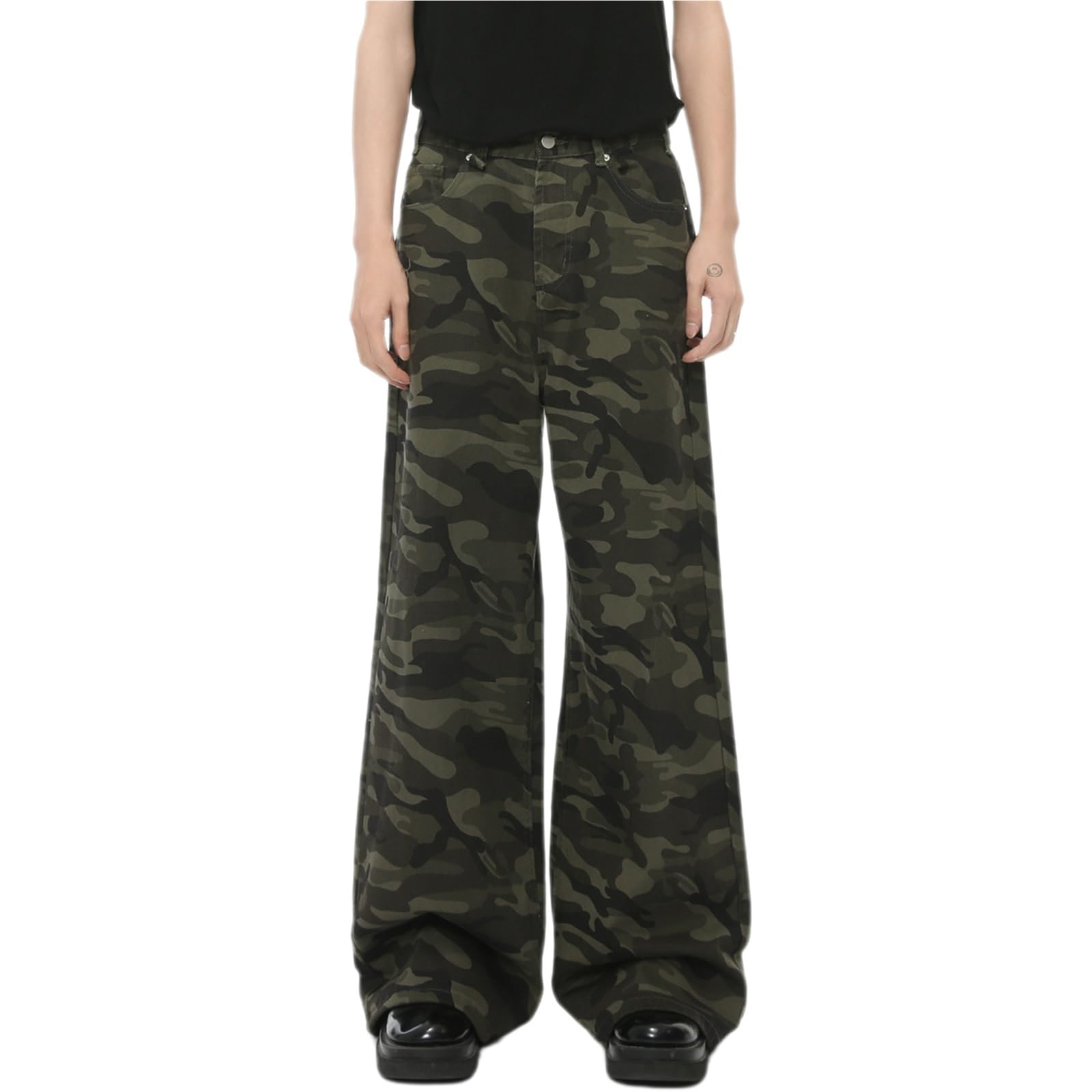 Luźne jeansy kamuflażowe męskie Y2K Jeansy Streetwear Szerokie nogawki Jeansy hiphopowe Spodnie do jazdy na deskorolce Spodnie jeansowe Luźny krój