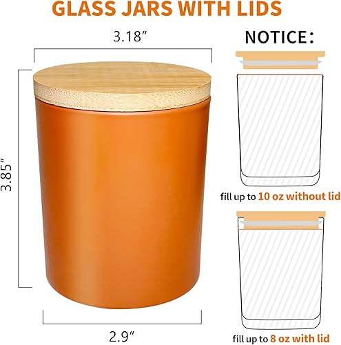 Miniatura 2 de SUPMIND Paquete de 12 tarros de vela de cristal, tarros de vela vacíos de otoño de 10 onzas con tapas de bambú y etiquetas adhesivas, tarros de