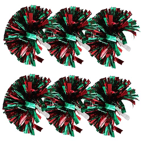 HANABASS Portable Cheerleading Props 6pcs Hand-cranked Pom Poms Cheerleading Accessories for Dance