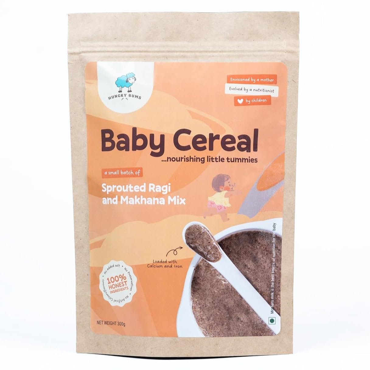Hungry Bums Sprouted Ragi & Makhana Mix | Baby Cereal Mix |Farm Fresh Ragi mixed with Roasted Makhana | Easy to Digest | Calcium rich | No added Salt & Flavour | No Preservatives, 300g (B0CYLHQFL1) Amazon Price History, Amazon Price Tracker