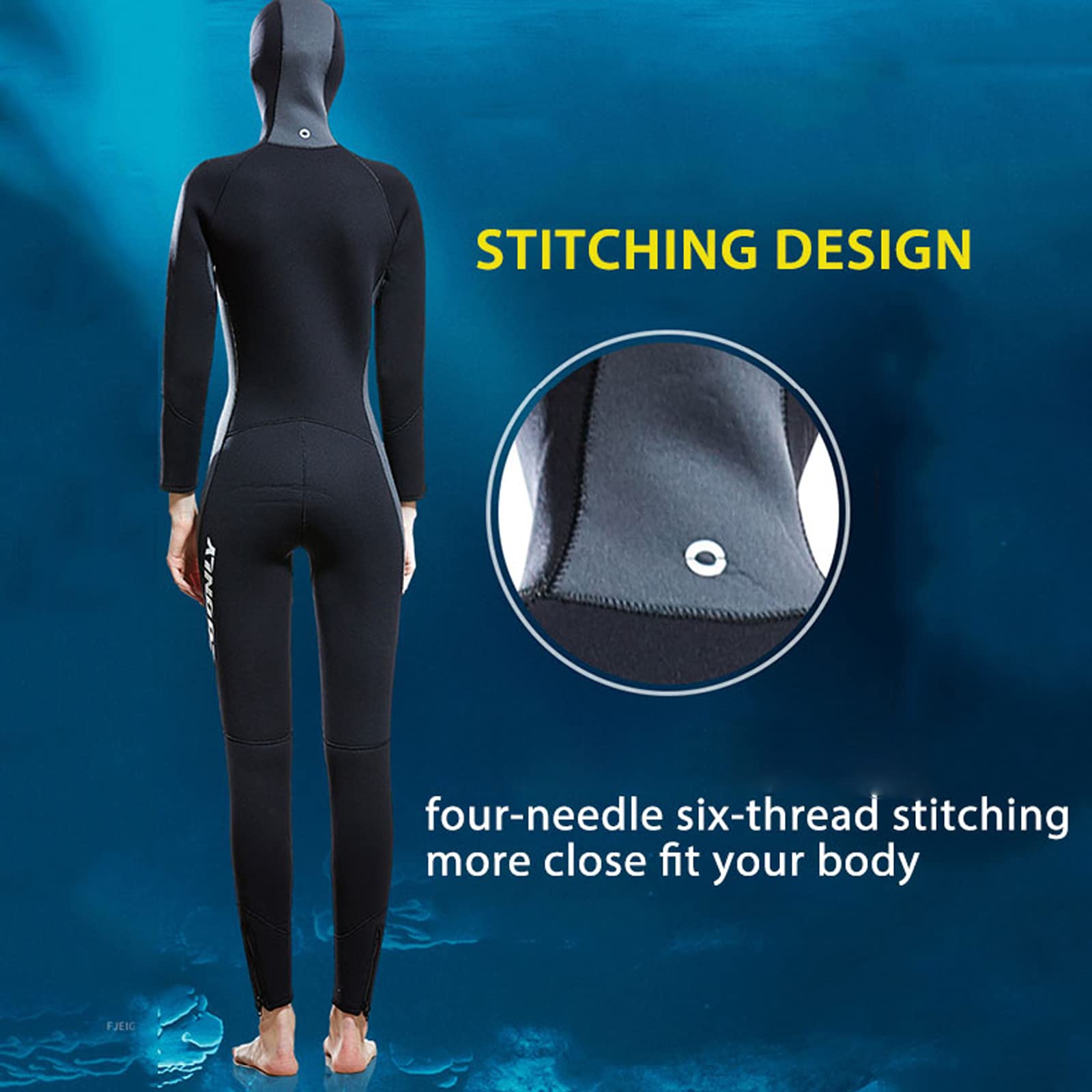 Muta Da Donna Muta Da Sub in Neoprene Da 5 Mm Muta Con Cappuccio Per Tutto Il Corpo Inverno Mantieni Caldo Muta Da Sub Con Cerniera Anteriore Più Spessa
