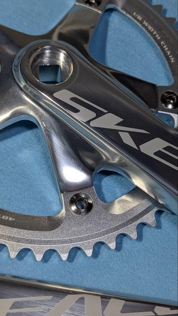 SKEACE スクエアテーパー ピスト用クランク 165mm 48T シルバー SKEACE
