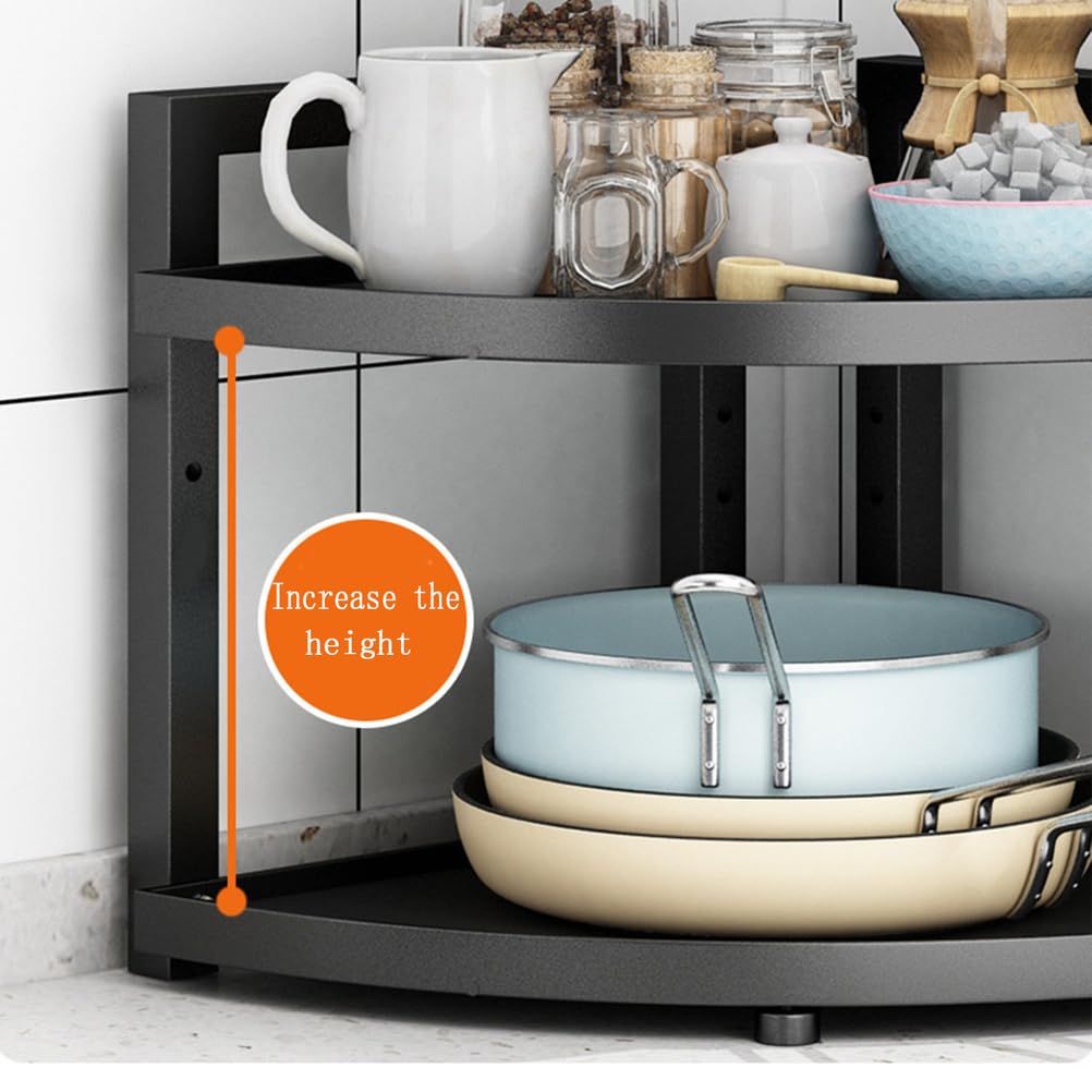 Organizador de ollas y sartenes, Niveles de Altura Ajustable, Organizador de Tapa de ollas, Organizador de Almacenamiento para Cocina, encimera, gabinete, Organizador de,Negro,4
