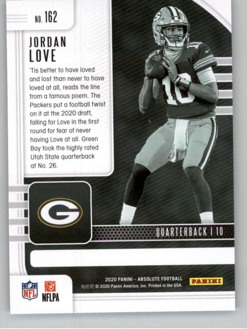 Generic 2020 Panini Absolute Football JRDAN Love #162 Packers RC Rookie