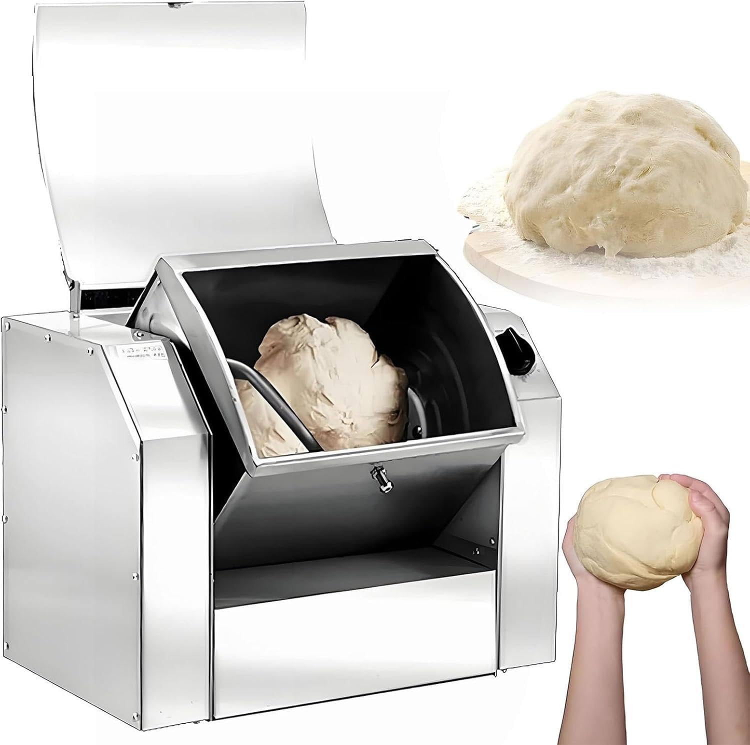 Drmoxin Commercial Dough Mixer,Flour Mixer Machine Dough Maker,Electric Food Flour Mixer,Stainless Steel Mixer,Fully Automatic Dough Kneading Machine,for Schools Bakeries Restaurants Pizzerias 3kg