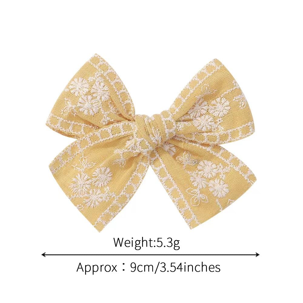 BOENBE LOVED Fairy Hairpins Bows Hair Baby Girl Hair Clips Lace Embroidery Solid Color Fully Lined Hair Accessories Bows for Girls Baby Infant Toddlers in Pairs (A1)
