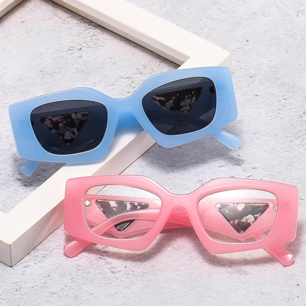 Occhiali da Sole poligonali alla Popolari da Donna Retro tonalità di Colore Gelatina uv400 Montatura per Occhiali Trasparente da Uomo