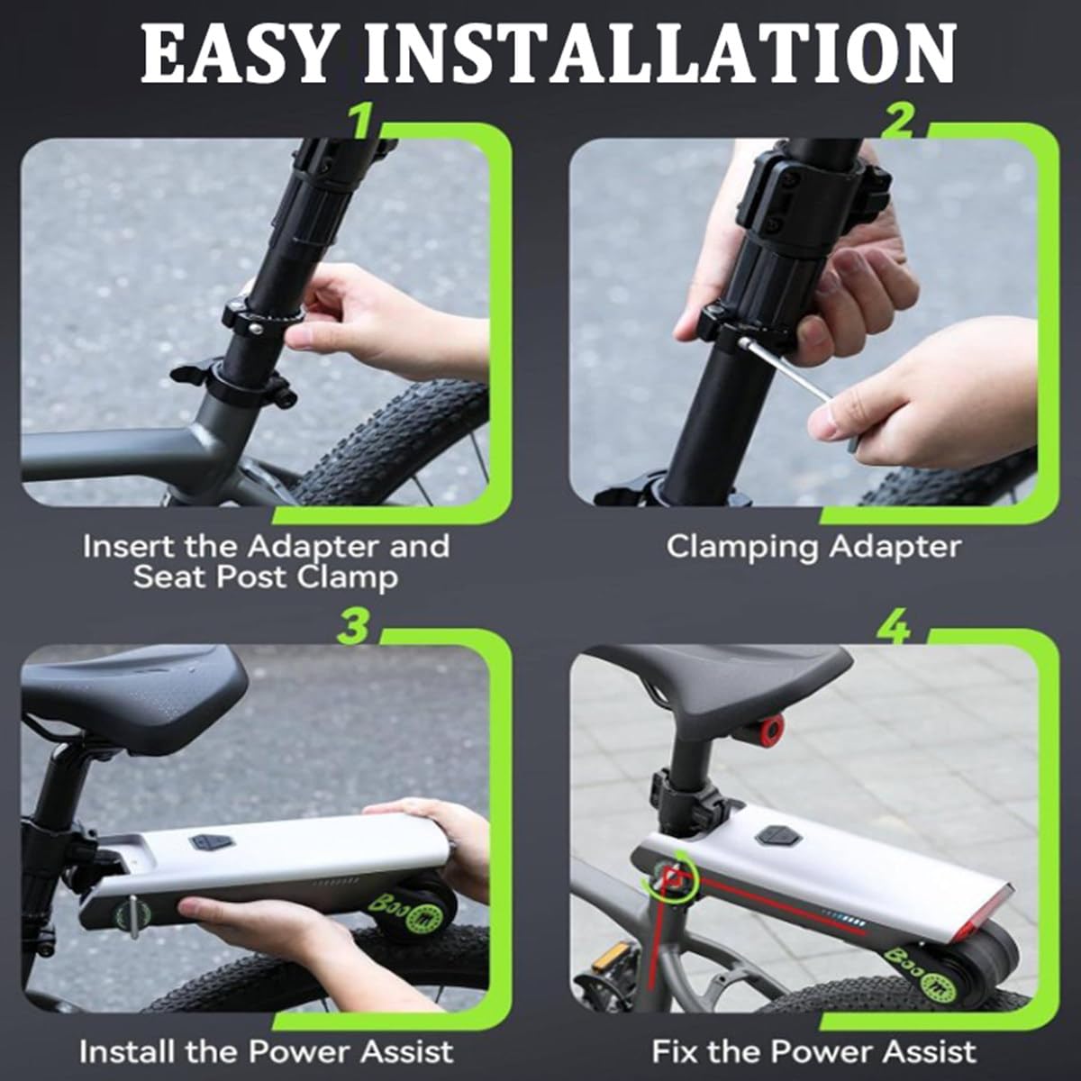 Kit di conversione per Bicicletta elettrica - Azionamento Elettrico per Bici da Città, Mountain Bike e Bici Pieghevoli, unità di azionamento Portatile con Controllo Tramite App B