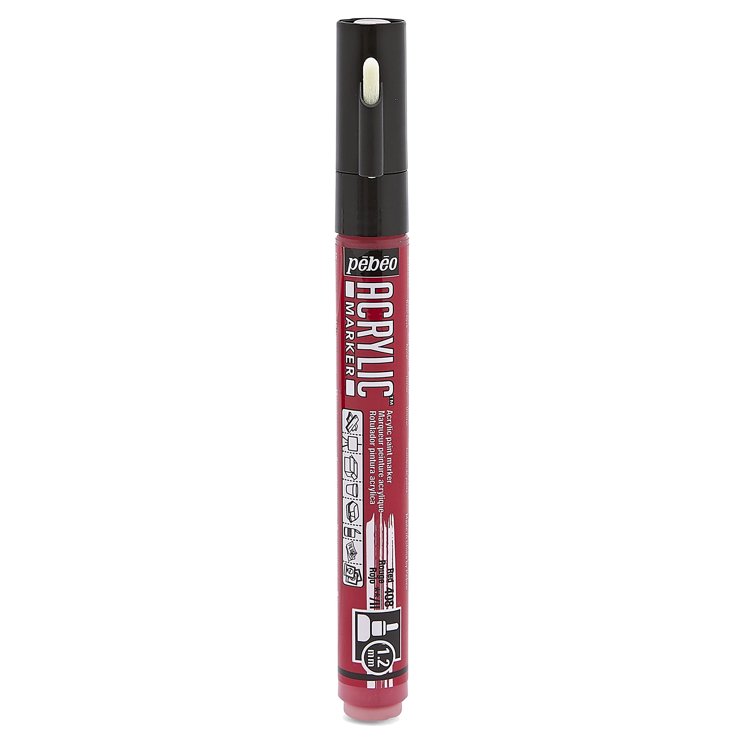 Pebeo アクリルペイントマーカー デコマーカー 1.2mm 細ラウンド NO.08レッド