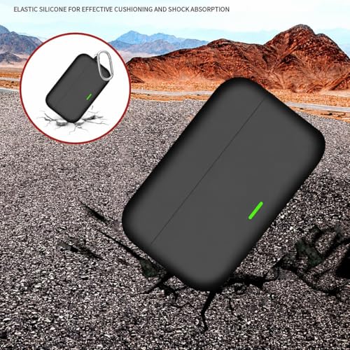 Image of Aniex Silicone Case Cover for realme Buds T500 Pro, Shockproof, Anti-Slip, Dustproof, Scratch Resistant, with Carabiner Hook, Full Body Protection (Black)
