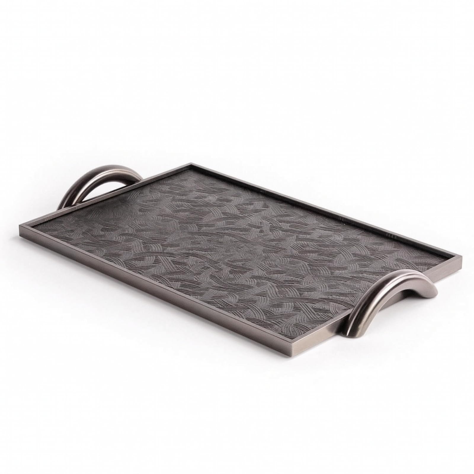 Bandeja decorativa con asas metal para evitar caídas de vajilla al servir la mesa