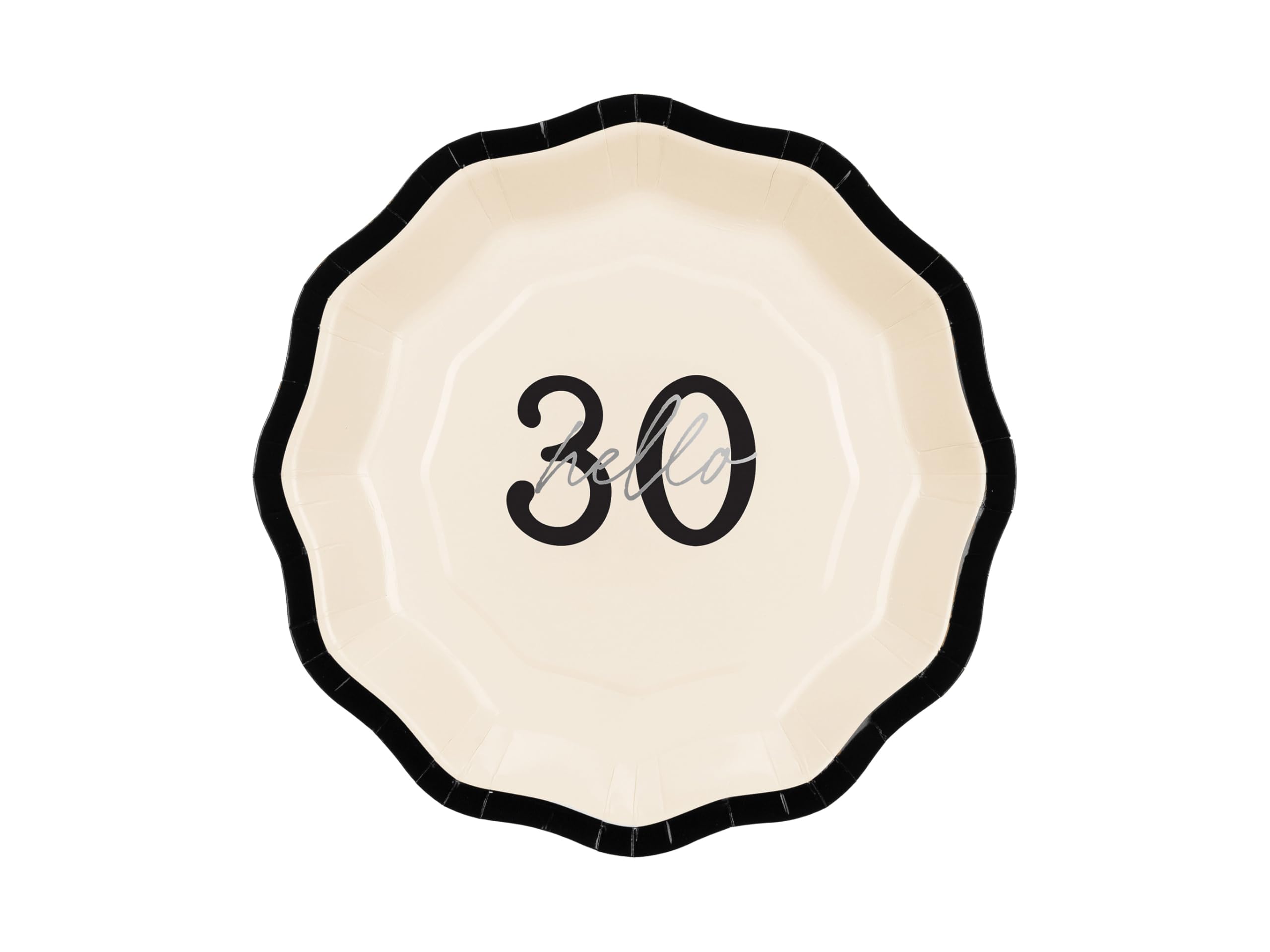 Hello 30 Small Paper Party Plates with Bow Design – Pack of 6 Elegant Plates for Birthdays and Celebrations