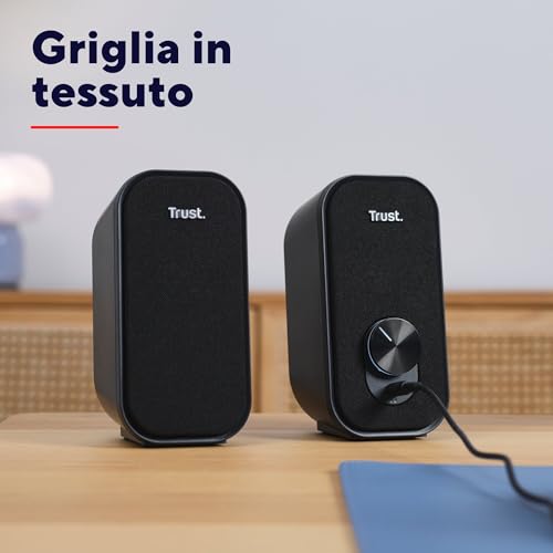 Orada Casse PC USB 2.0 12W (6W RMS), Cassa con Connessione Jack Audio 3.5 mm, Collegamento per Cuffie, Anteriore in Tessuto, Altoparlanti PC per Desktop Computer Portatile Mac, Nero - Casse per PC - Immagine 2