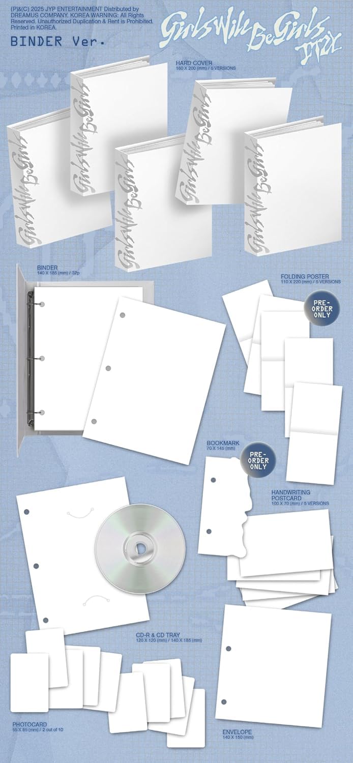IT'ZY Girls Will Be Girls [Binder Ver.] Album+Pre-Order Gift (5 ver. SET) + Extra photocards
