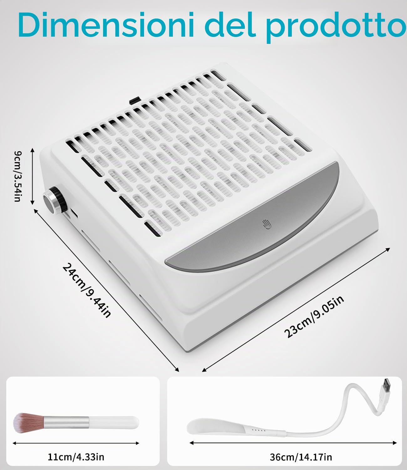 Yulado Aspirazione della polvere per unghie 100 W, 5000 rpm, bianco, professionale per uso domestico e polvere