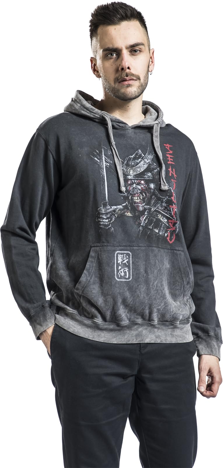 Iron Maiden Hombre Sudadera con Capucha Gris 100% algodón Regular