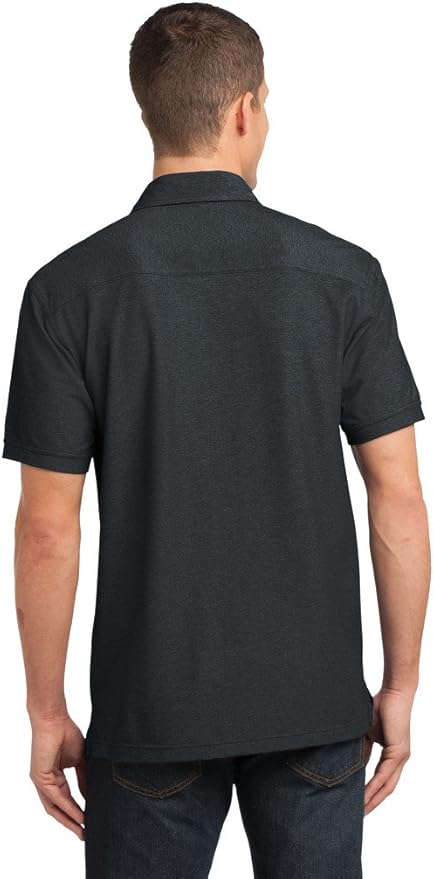 Mens Double Pocket Pique Polo Shirt, Black/Monument Grey
