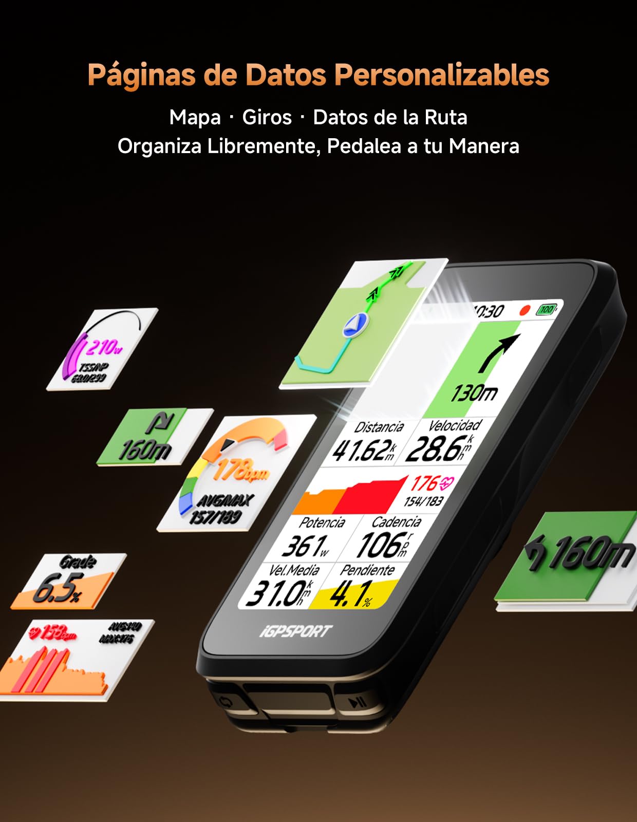 iGPSPORT BiNavi Air GPS Bicicleta,Pantalla Táctil HD 3”, iClimb 3.0, Ciclismo Virtual,Predicción Giro Segura,30h