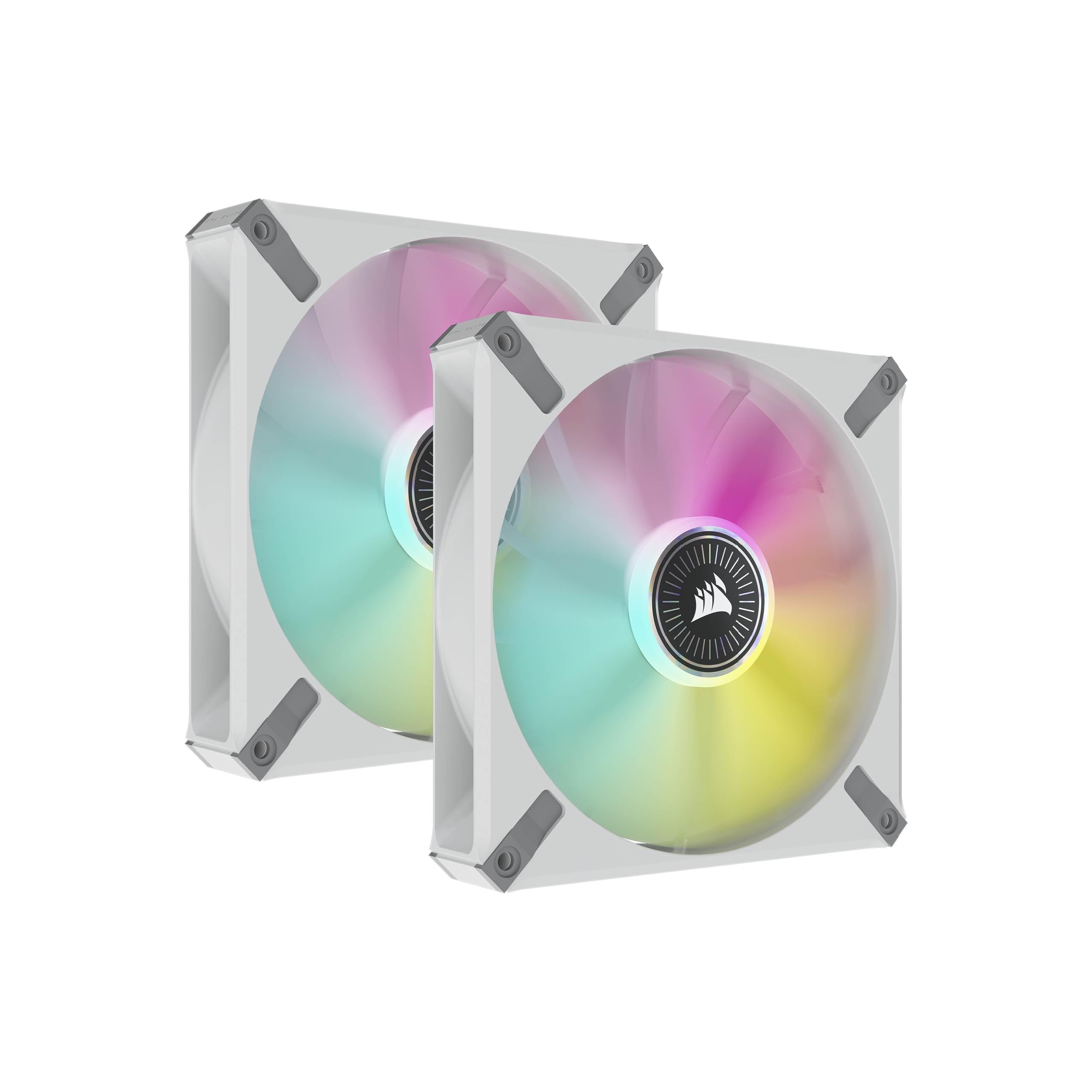 Corsair iCUE ML140 RGB ELITE Ventilador PWM (Tecnología AirGuide de Corsair, Cojinete de Levitación Magnética, Bajo Nivel de Ruido, iCUE Lighting Node CORE Incluido) Paquete Doble - Blanco
