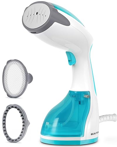 BEAUTURAL Steamer for Clothes, Portable Handheld Garment Fabric Wrinkles Remover, 30-Second Fast Heat-up, Auto-Off, Large Detachable Water Tank - Aqua