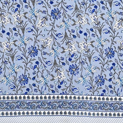Image of India 100% Pure Cotton Jaipuri Printed Double Bedsheet with 2 Pillow Covers | Traditional Sanganeri Floral Design | Soft Breathable Fabric | King Size Bedsheet for Bedroom (Kaya46)