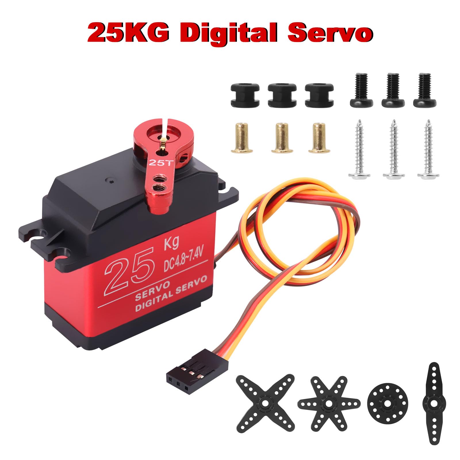 Servomoteur 25KG, 2PCS Servo RC numérique métal, Servomoteur numérique Servo Moteur RC servo 180° pour avion RC hélicoptère/voiture RC Bateau pour Arduino