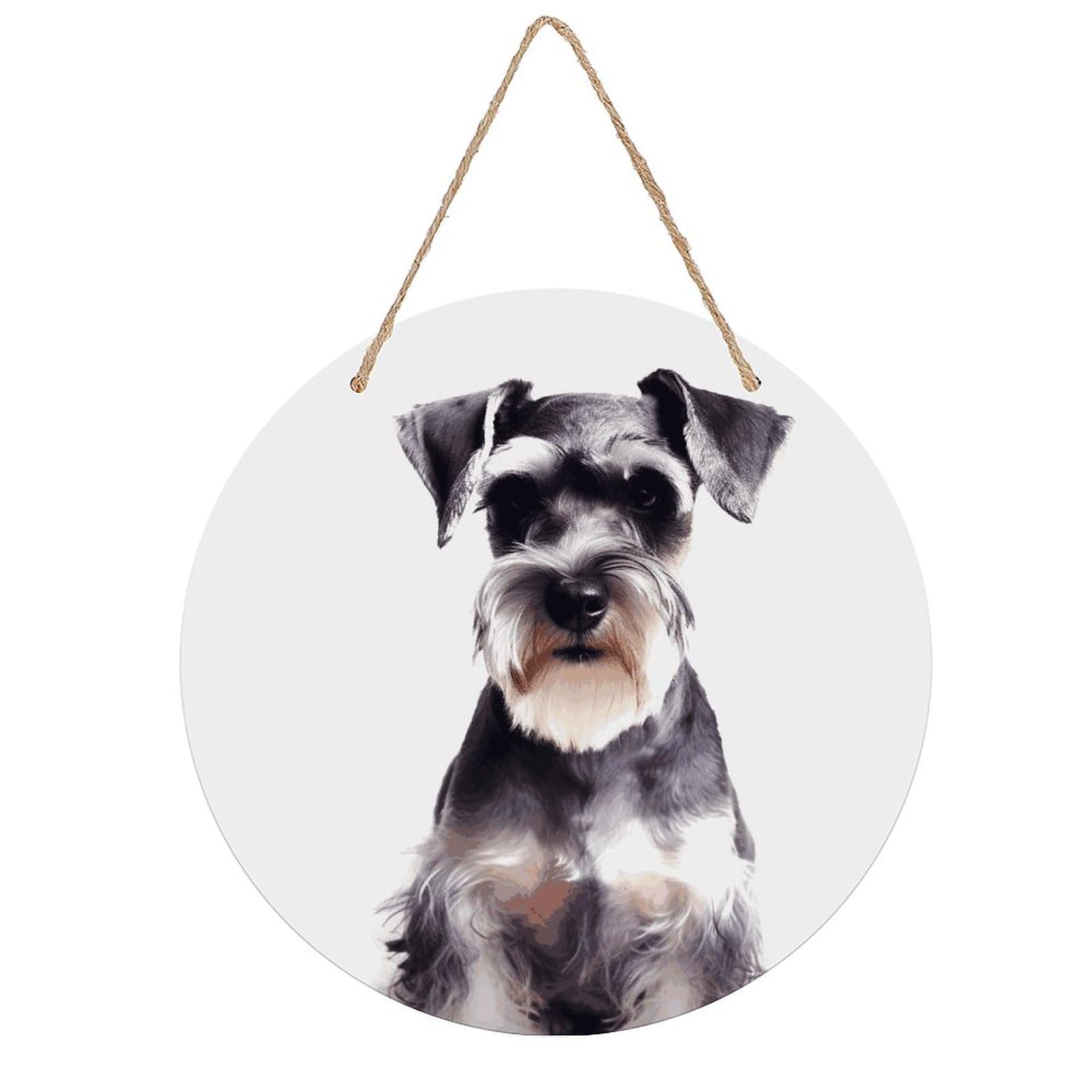 FekiLoot Well-behaved Schnauzer Wall Art Decor Rustic Welcome Sign Round Wood Hanging Sign Decoration Wood Plaque Door Hanger Wooden Signs Wall Hanging Decor Housewarming Gift for Home Outdoor Indoor