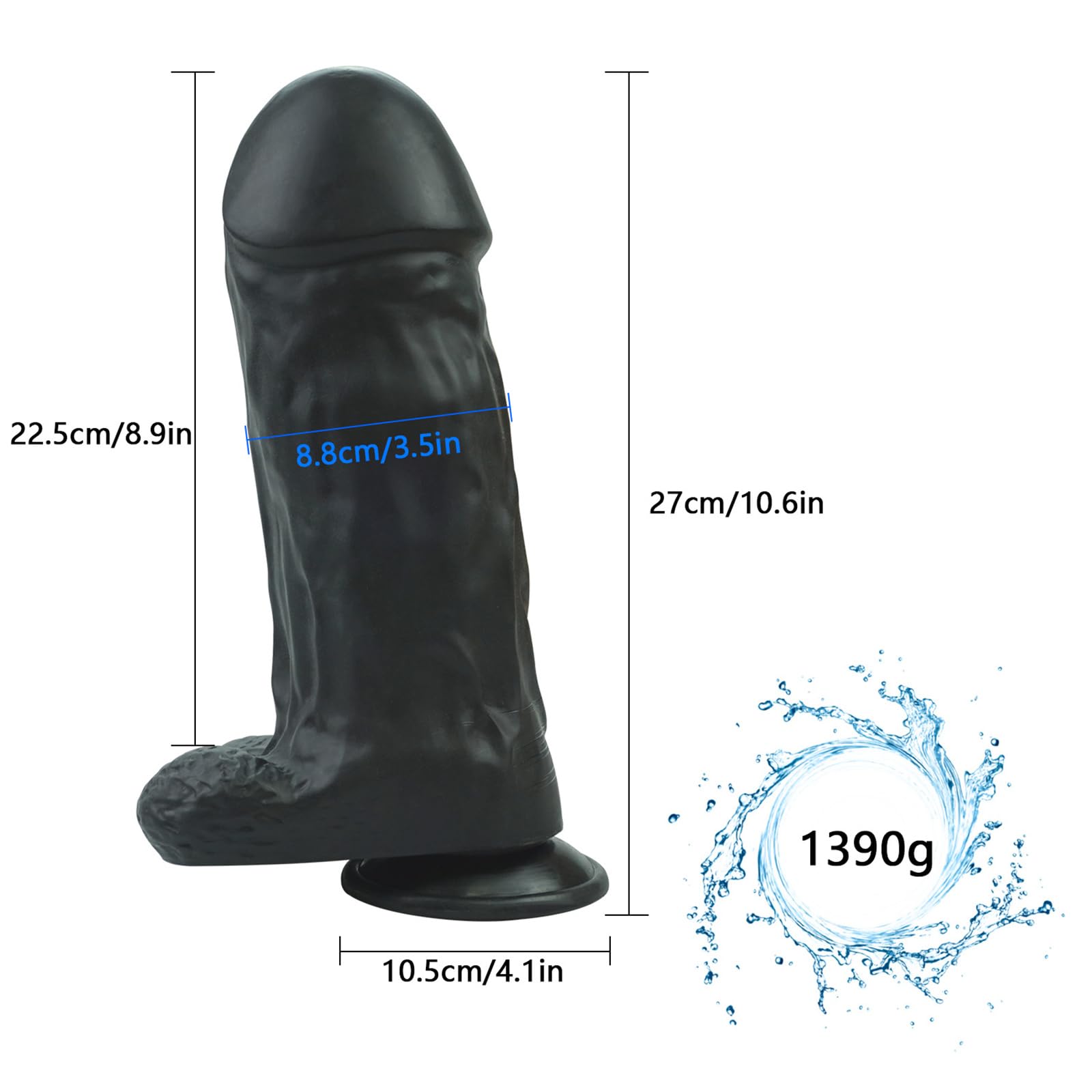 Tplkxurib 8,8cm Durchmesser Dildo XXL Klassische Dildo Riesiger Dicker  Analdildo Extra Große Analplug mit Hoden und Venen G-Punkt Anal Penis  Sexspielzeug mit Saugnapf für Frauen Männer,Schwarz,27cm : Amazon.de:  Drogerie & Körperpflege