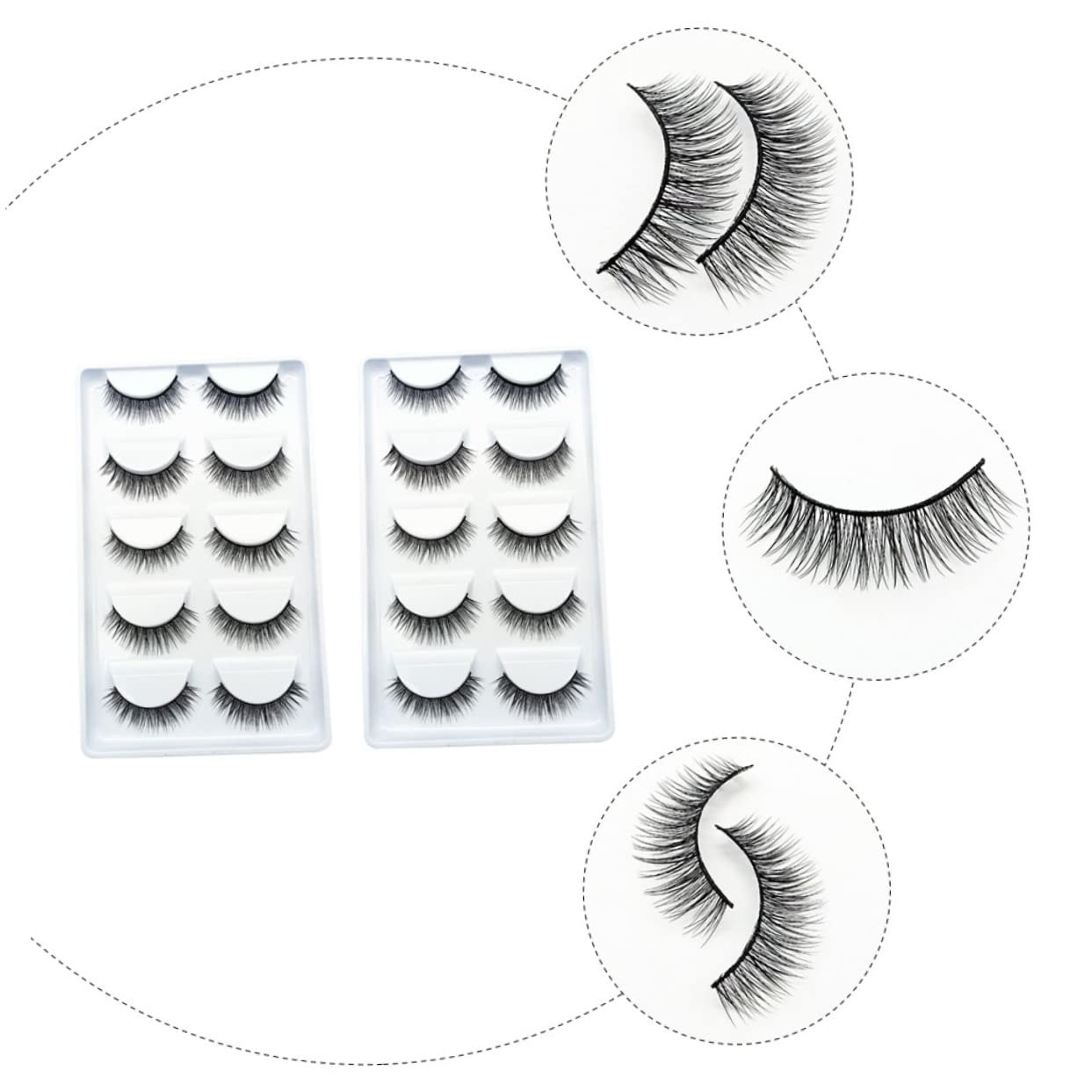 Mikinona 10 Paires Faux Cils Naturels et Réalistes en Fibre Chimique pour Maquillage Quotidien Extension de Cils Individuels pour Beauté des Yeux