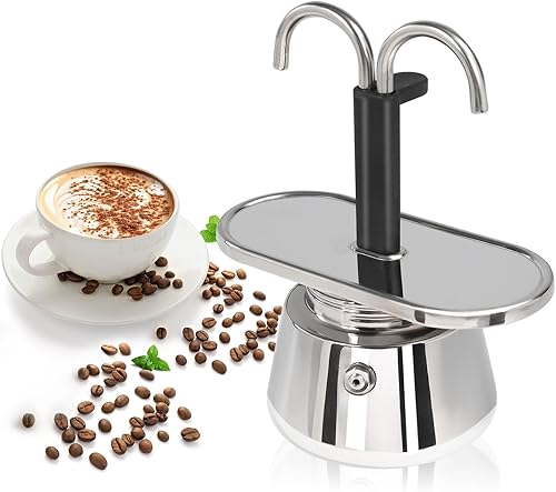 Miniatura 10 de Cafetera Moka de 1 Taza, Tubo Simple, sin Recubrimiento, de Acero Inoxidable Grueso 304, Mini Cafetera de Espresso para Estufa, Estilo Clásico
