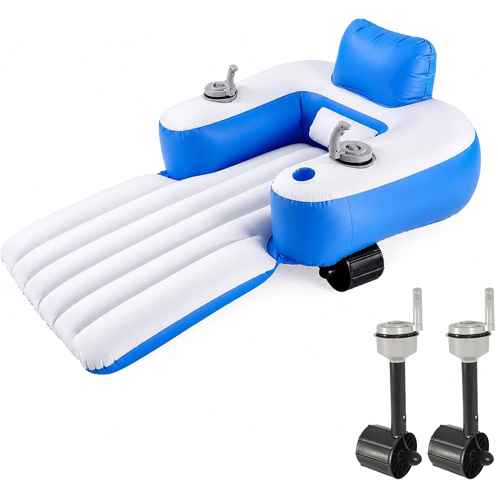 Flotador Motorizado para Piscina con Doble Motor y Joystick | Tumbona Hinchable Eléctrica con Hélice 360°, Respaldo Plegable y Portavasos – Ideal para Piscina, Lago, Río y Playa