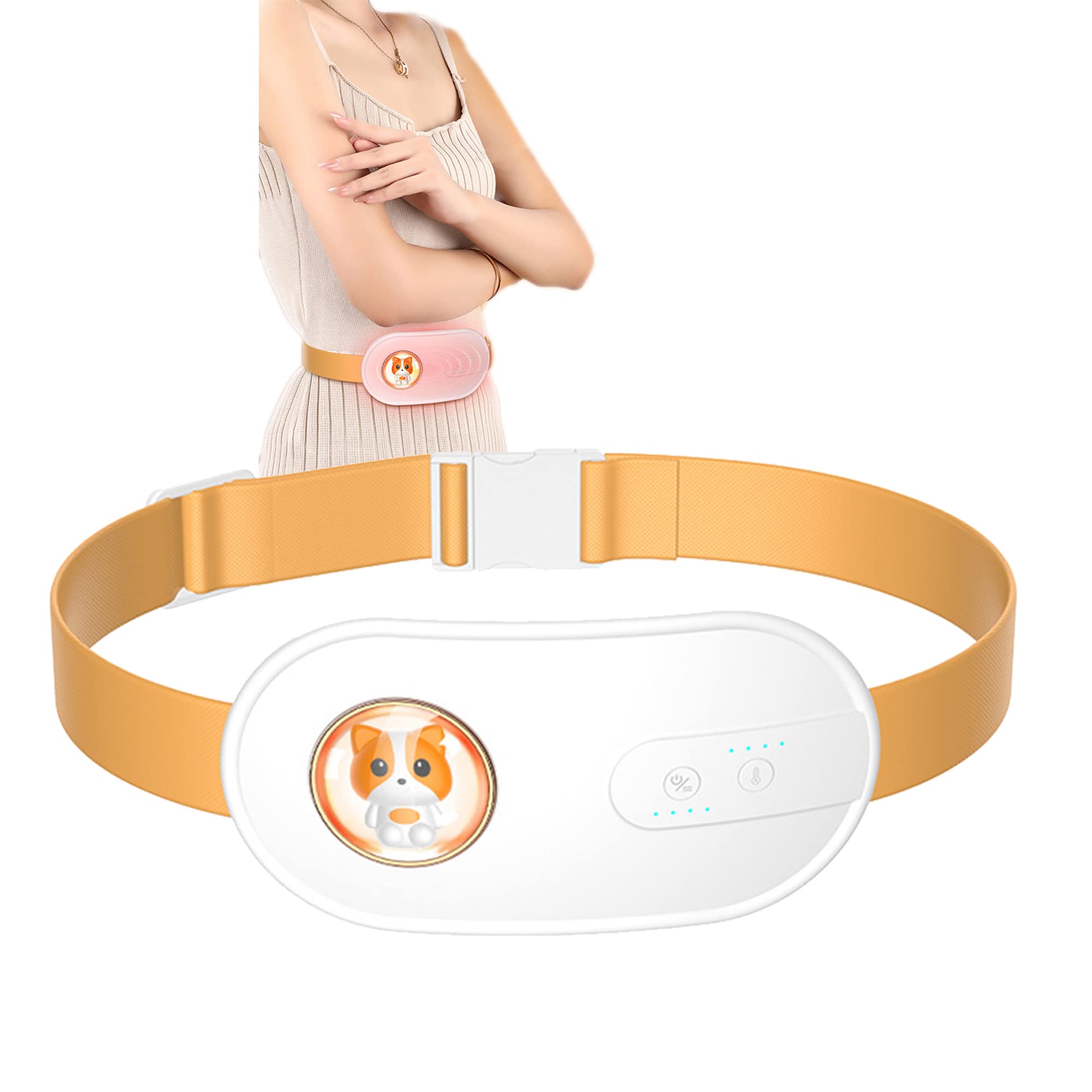 WSNDM Cartoon Puppy Women Menstrual Heating Pad, Portable Heating Pad Back Against Cramps, 4 Temperature Adjustable and Vibration Modes, USB Instant Heating, Electric Fast