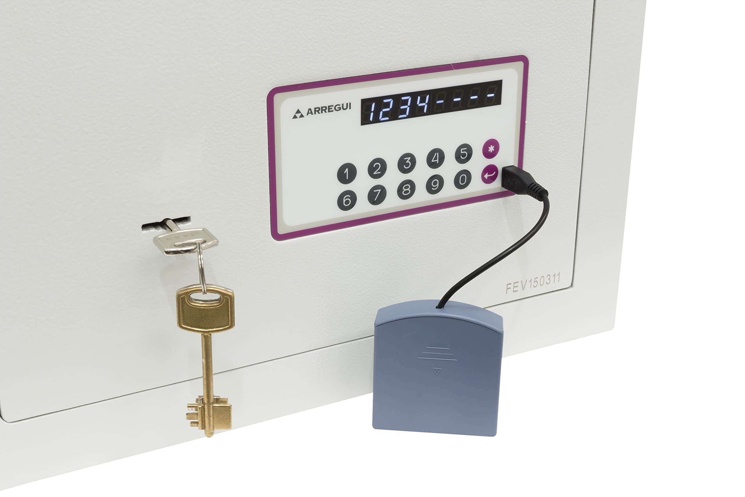ARREGUI Forma Evolution 150040 Cassaforte Con Chiave e Codice | Apertura Con Tastiera | Elettronica Per Casa, Doppia Sicurezza | 27x38,5x30cm | 25L