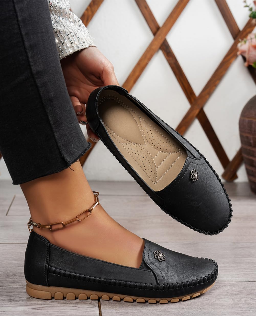 Orthopädische Damen-Ledermokassins, leichte Flache Loafer im Vintage-Stil, Bequeme Freizeitschuhe für Büro und Freizeit